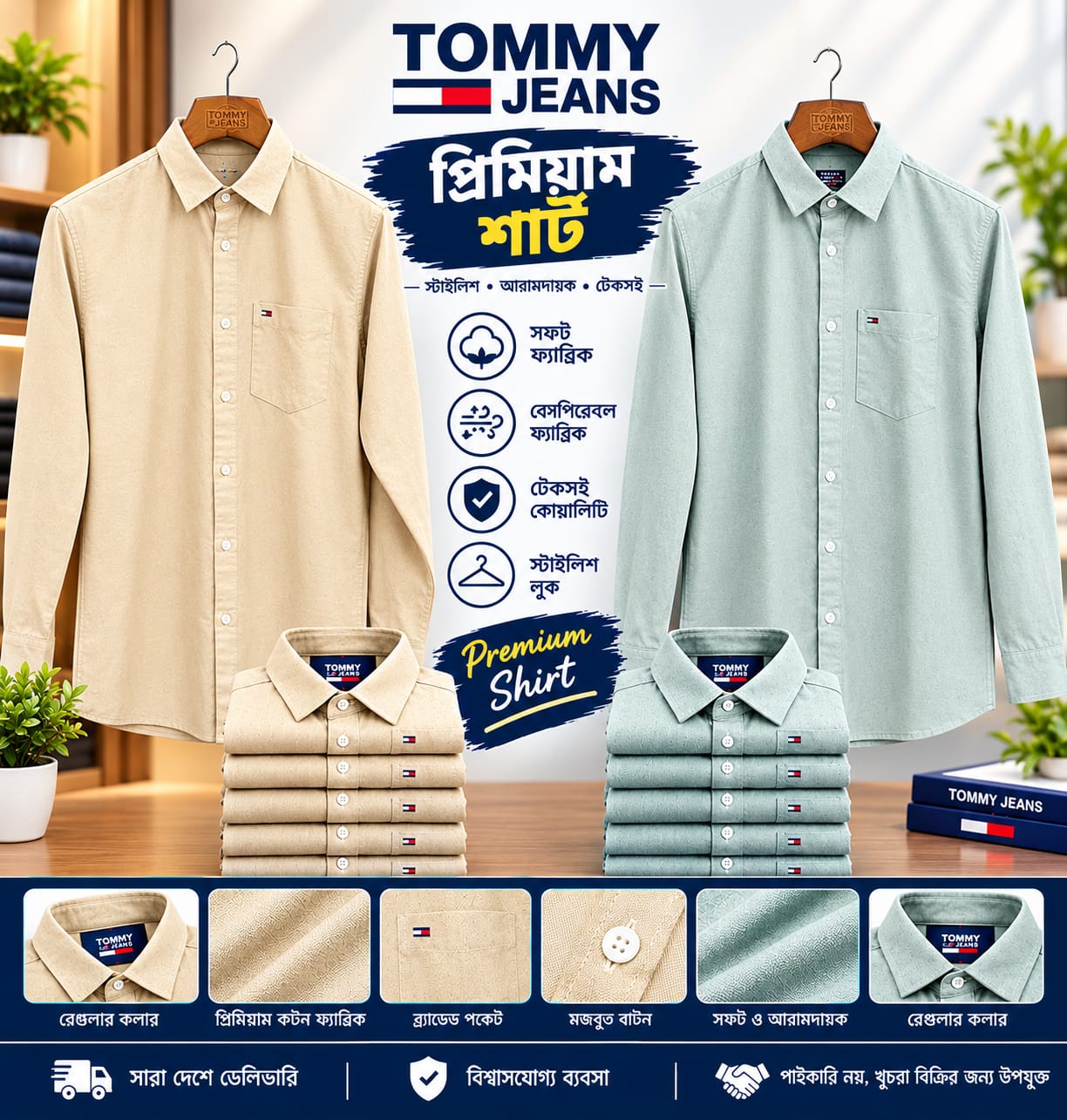 PREMIUM COTTON SHIRT COMBO (PASTE+KHAKI)